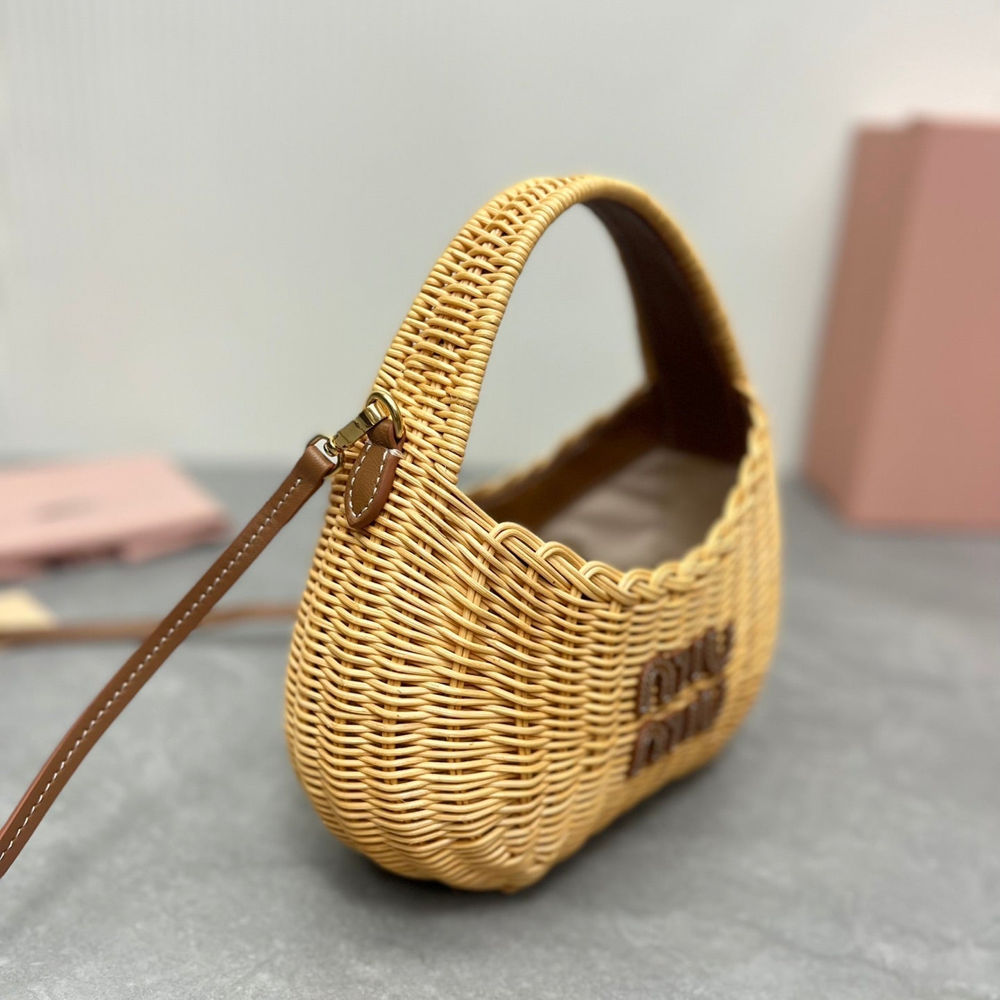 Miu Miu Wander Wicker Shoulder Bag