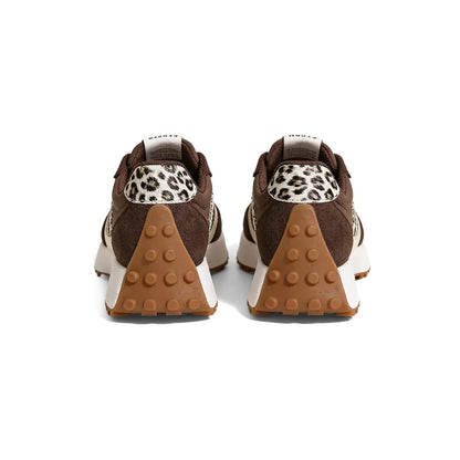 Gestreifte Freizeit-Sneaker CloudLane | Braun mit Leopardenmuster