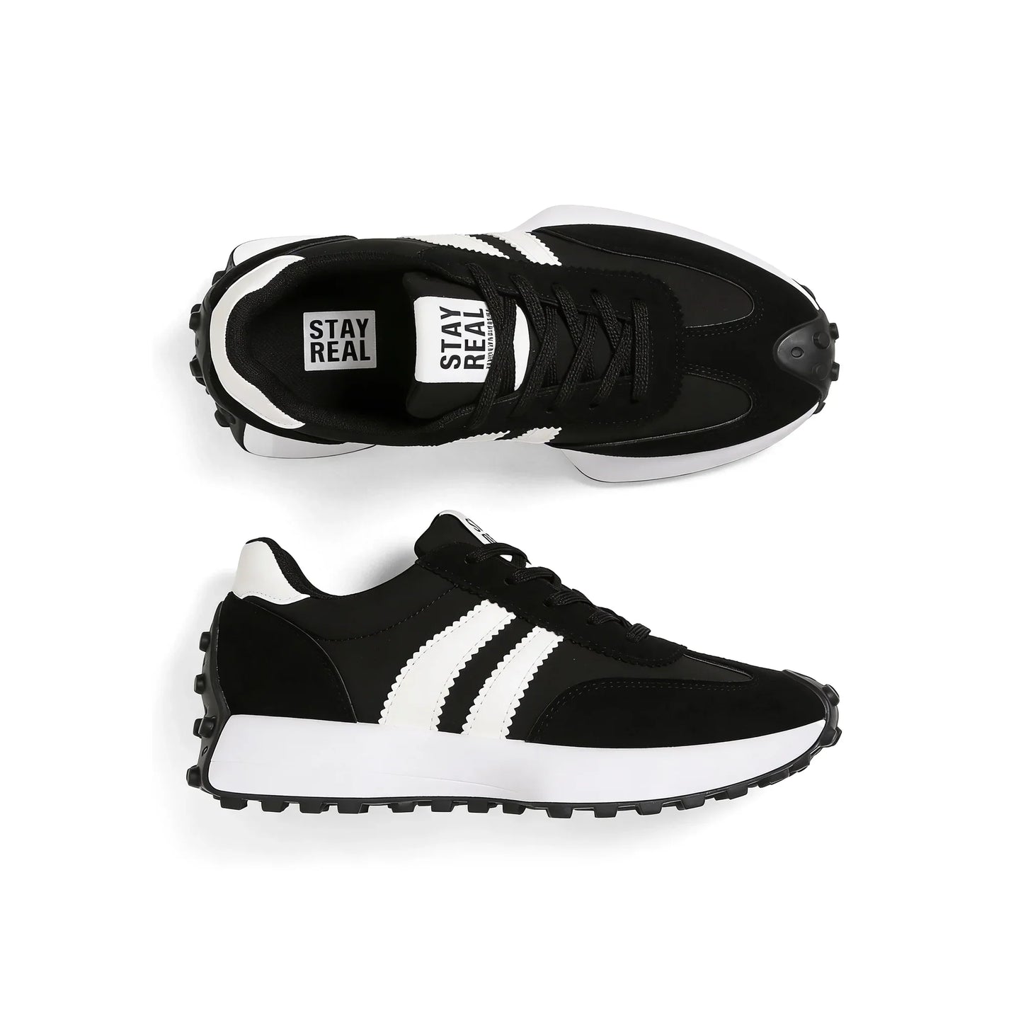 Gestreifte Freizeit-Sneaker CloudLane | Schwarz