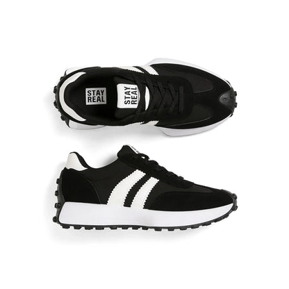 Gestreifte Freizeit-Sneaker CloudLane | Schwarz