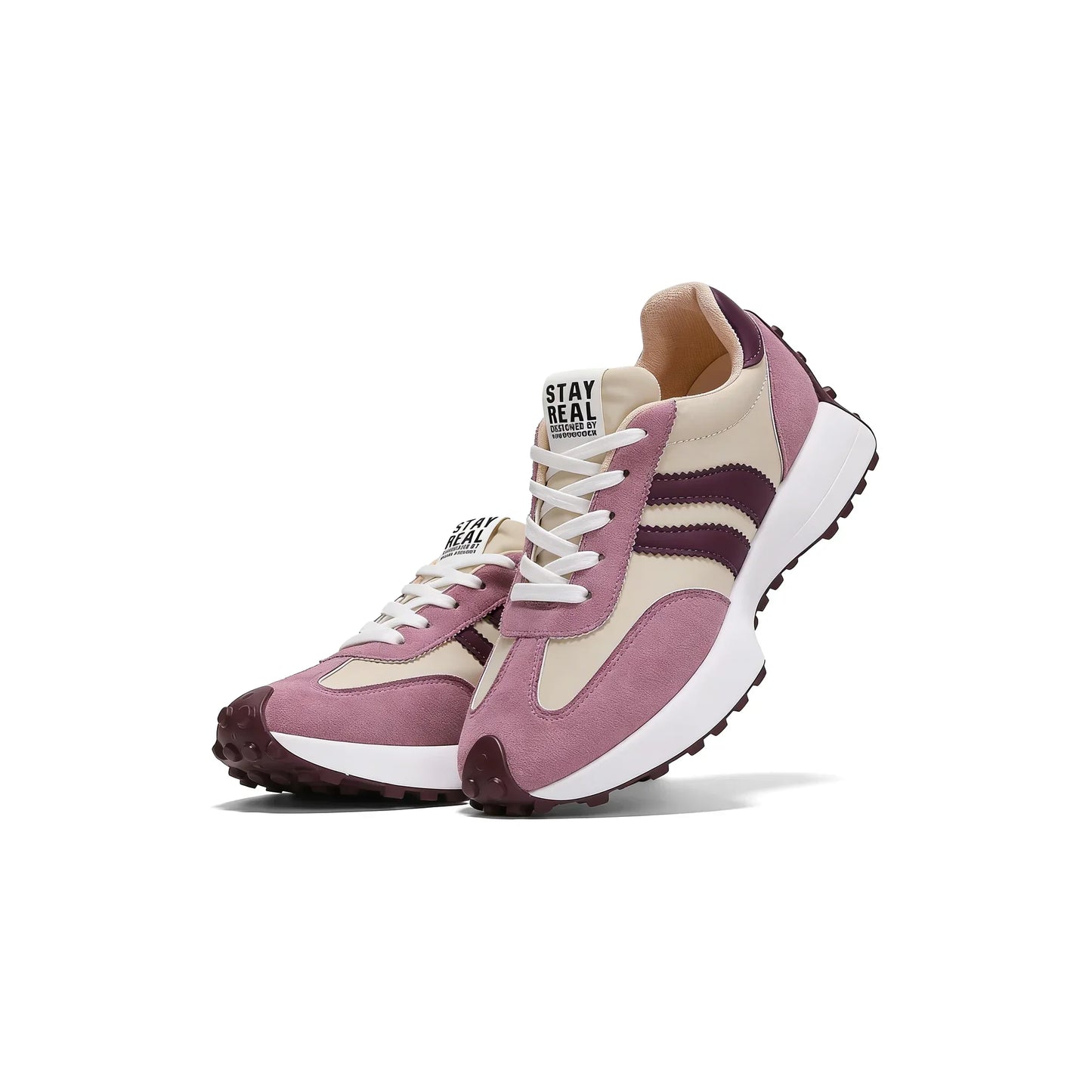 Gestreifte Freizeit-Sneaker CloudLane | Rosa