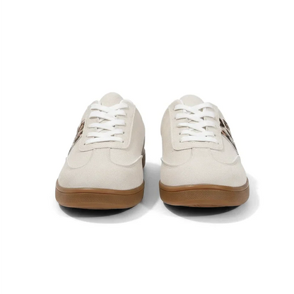 Damen Sneaker Beige mit Leopardenmuster und Gummisohle