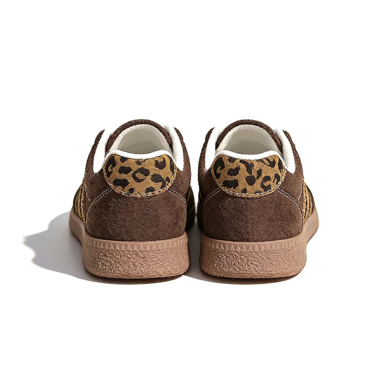 Retro-Sneaker für Damen – Edles Braun mit Leopardenmuster