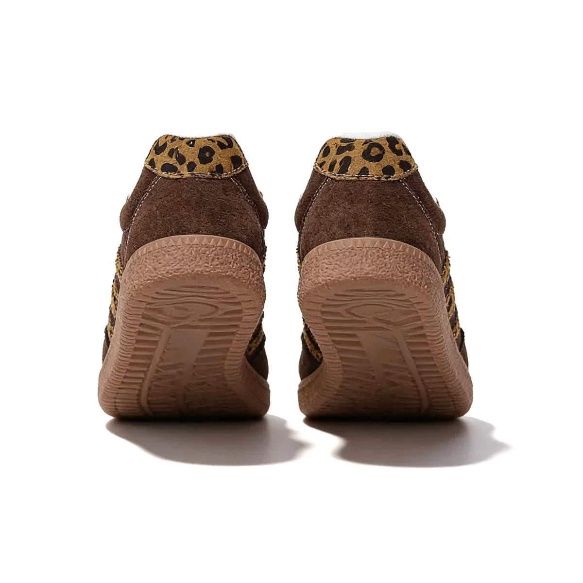 Retro-Sneaker für Damen – Edles Braun mit Leopardenmuster