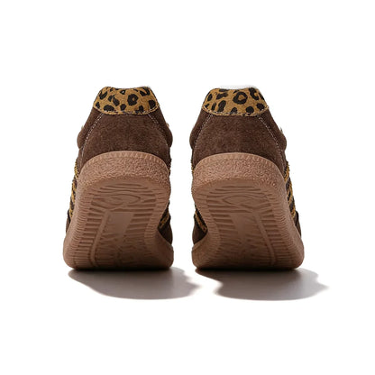 Retro-Sneaker für Damen – Edles Braun mit Leopardenmuster
