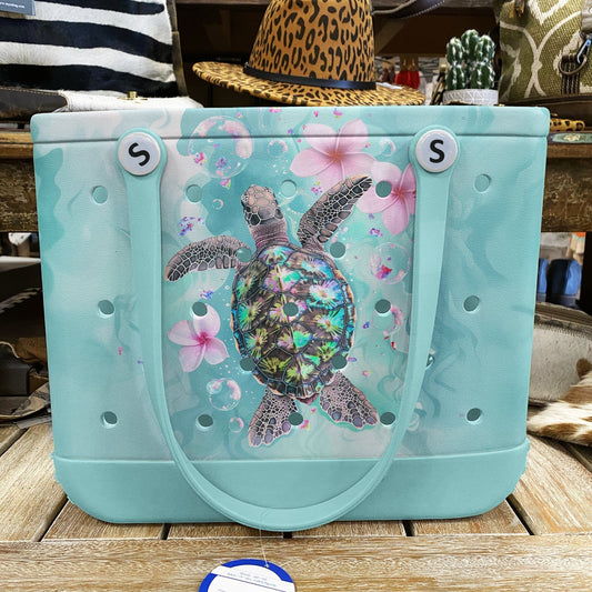 Spheregoods EVA Cee Tasche – Meeresschildkröte & Tropische Blumen